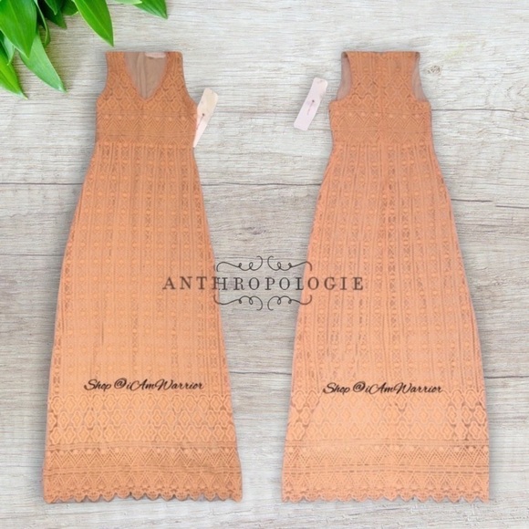 Anthropologie NWT peach crochet lace maxi-dress *shop@iamwarrior - Picture 4 of 8